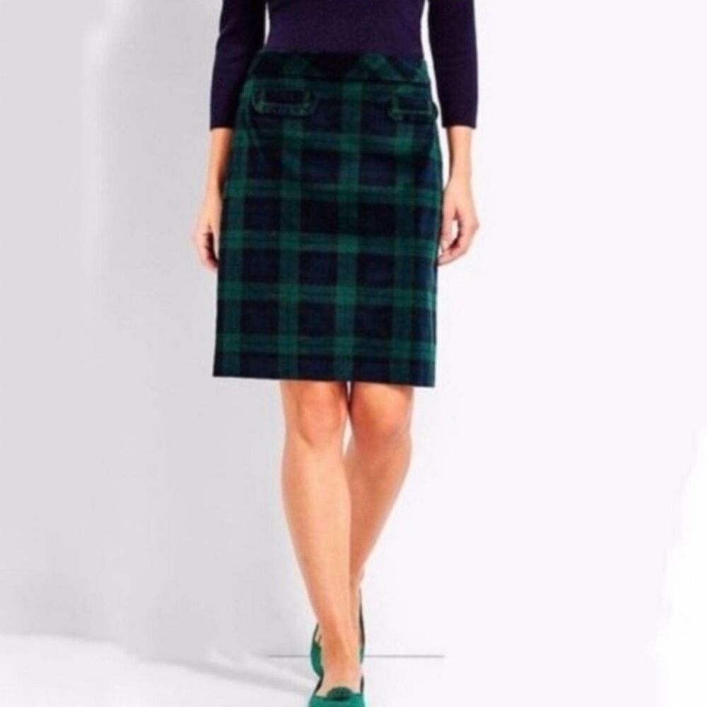Talbots Blackwatch Plaid Velvet Skirt size 2P